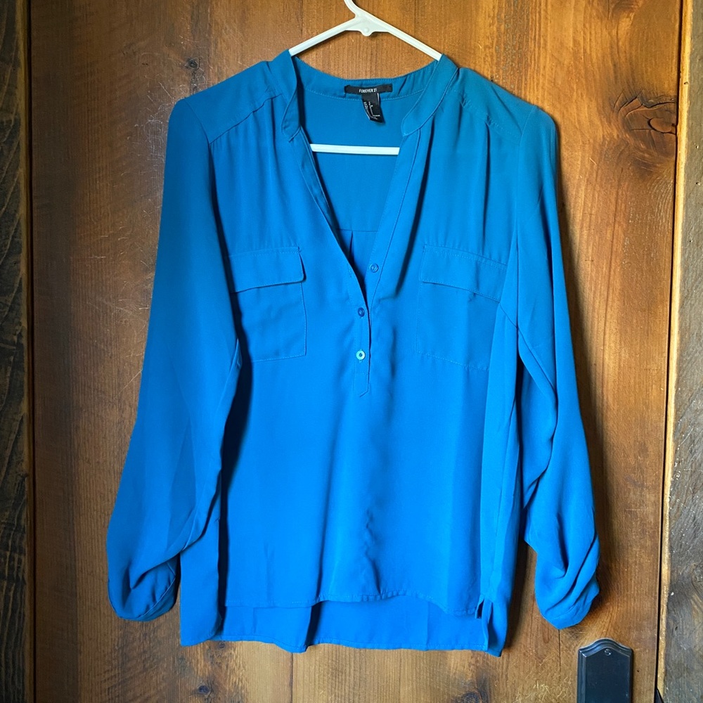 Forever 21 blouses blue and tan